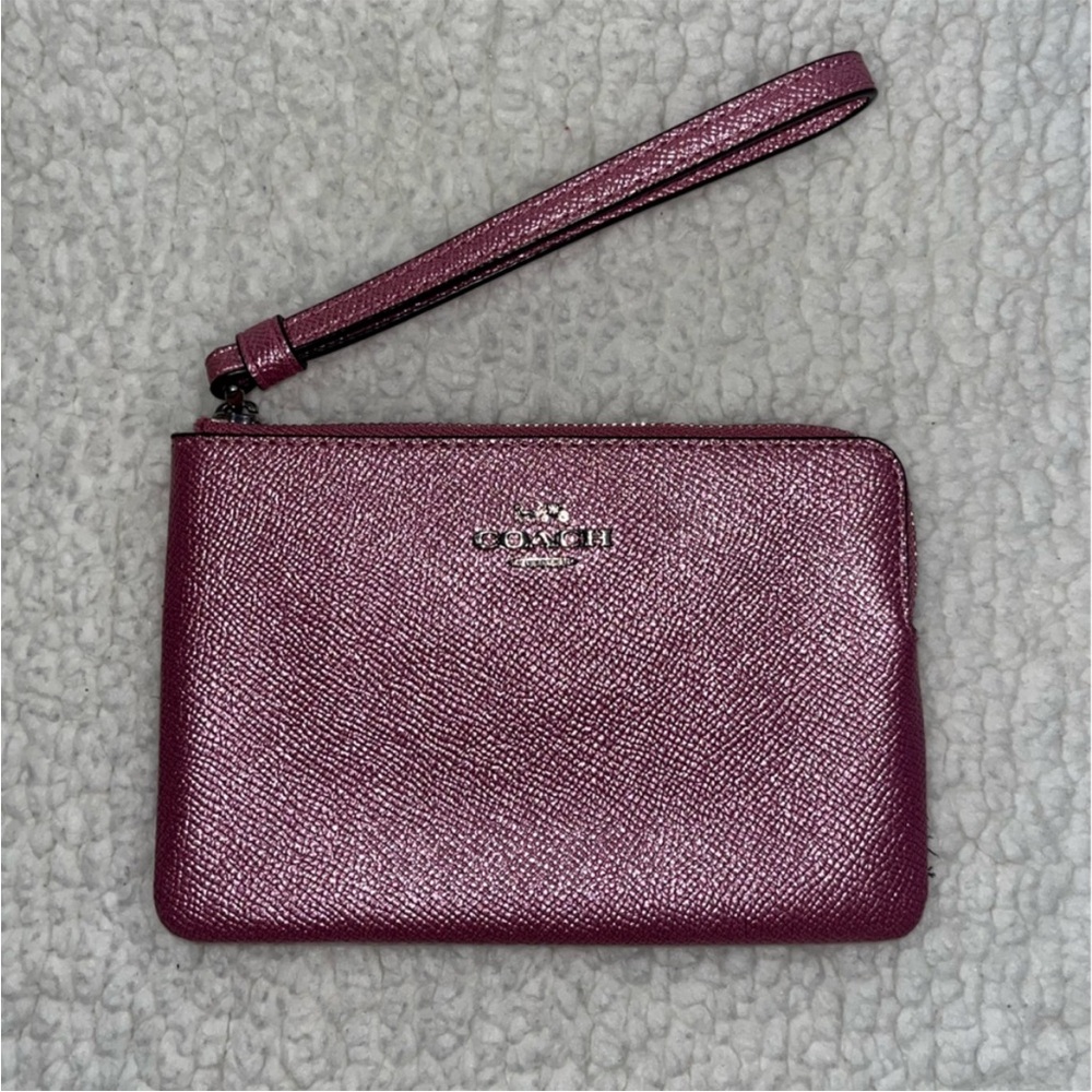 Coach Metallic Pink Leather Wristlet